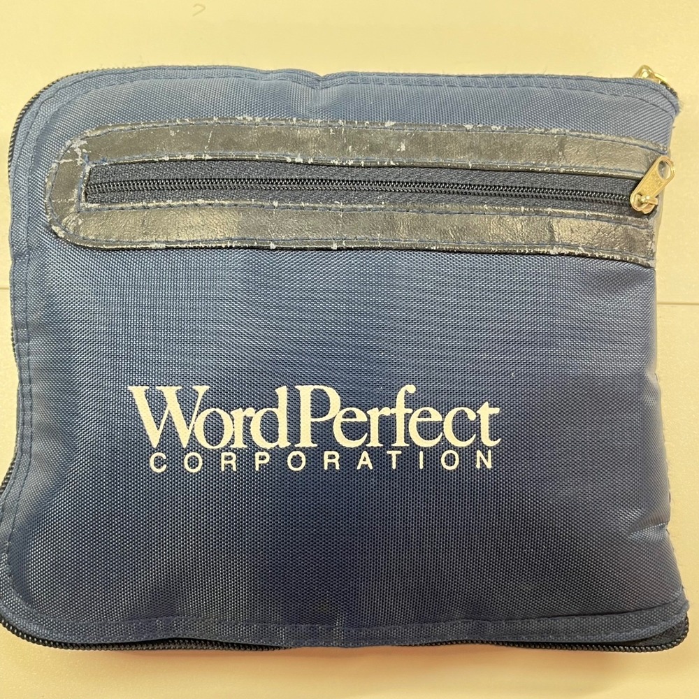 WordPerfect Corporation Travel Bag Navy Blue Foldable Pouch Vintage Tech Promo